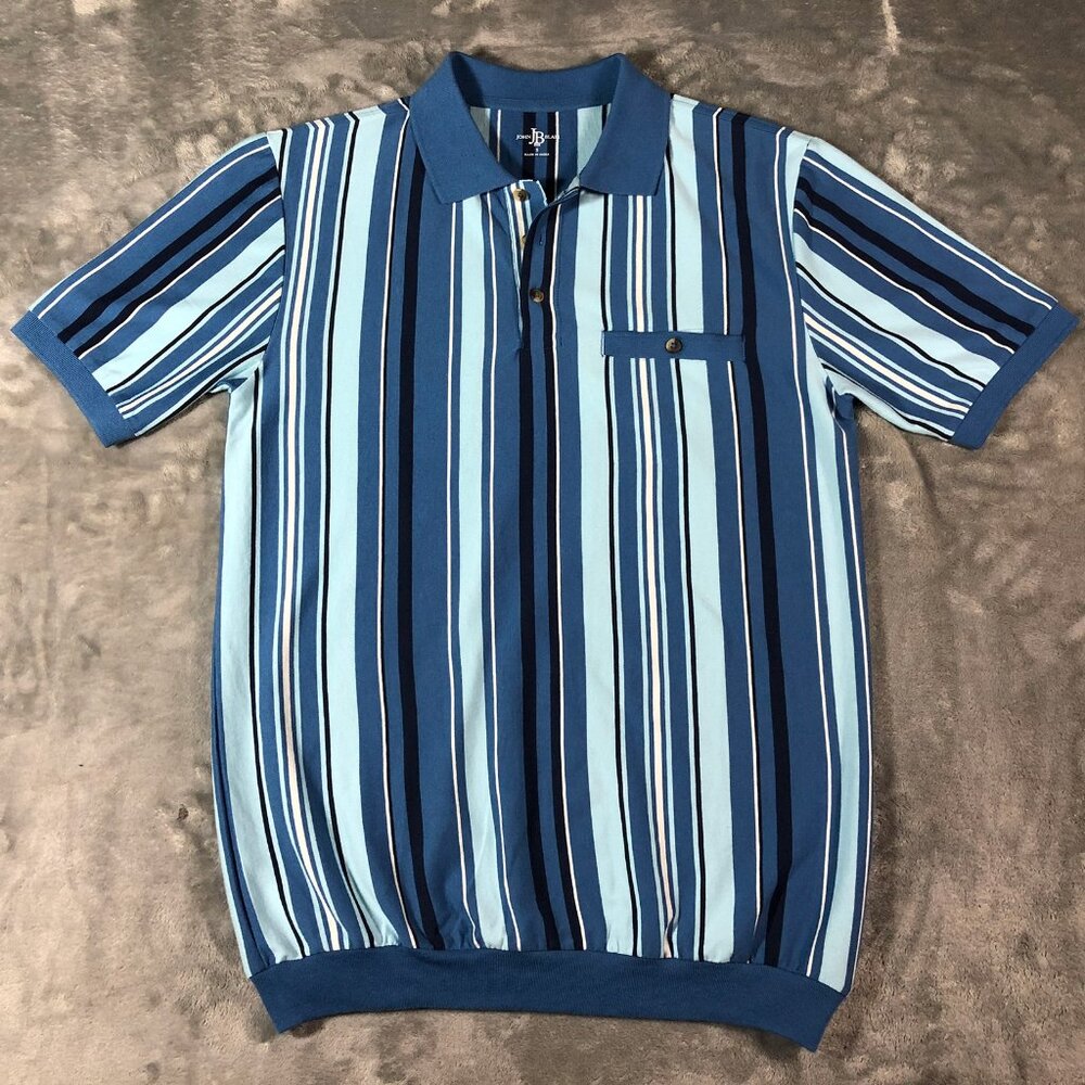 John Blair Mens Polo Shirt Short Sleeve Banded Waist Pocket Sz Sm Hipster Retro